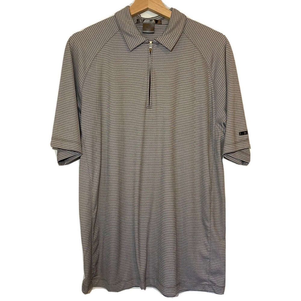 Tiger Woods Nike Fit Dry 1/4 Half Zip Golf Polo Shirt Men Medium Gray Polyester